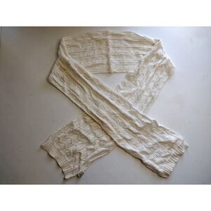 LL Bean Ivory White Angora Cashmere Blend Pointelle Cable Knit Scarf 0KVK1 OSFA